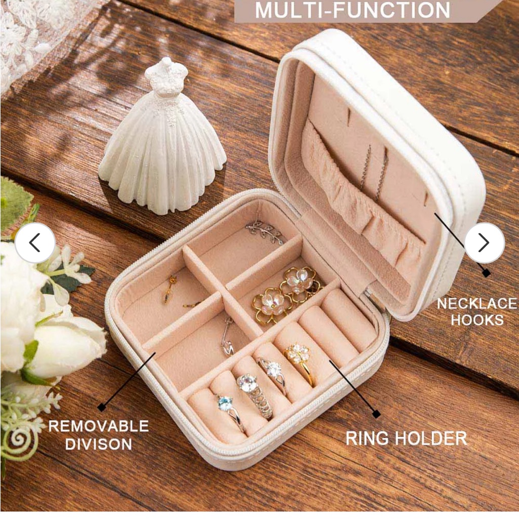 Personalized Leather Travel Jewelry Box With Name Portable Jewelry Case
